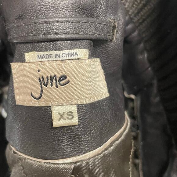 June Black Leather Moto Vest Size XS Womens Full Zip Ribbed - Picture 6 of 10